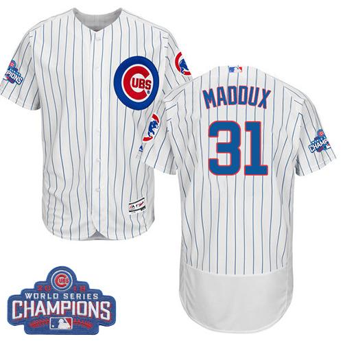 Cubs #31 Greg Maddux White Flexbase Authentic Collection 2016 World Series Champions Stitched MLB Jersey